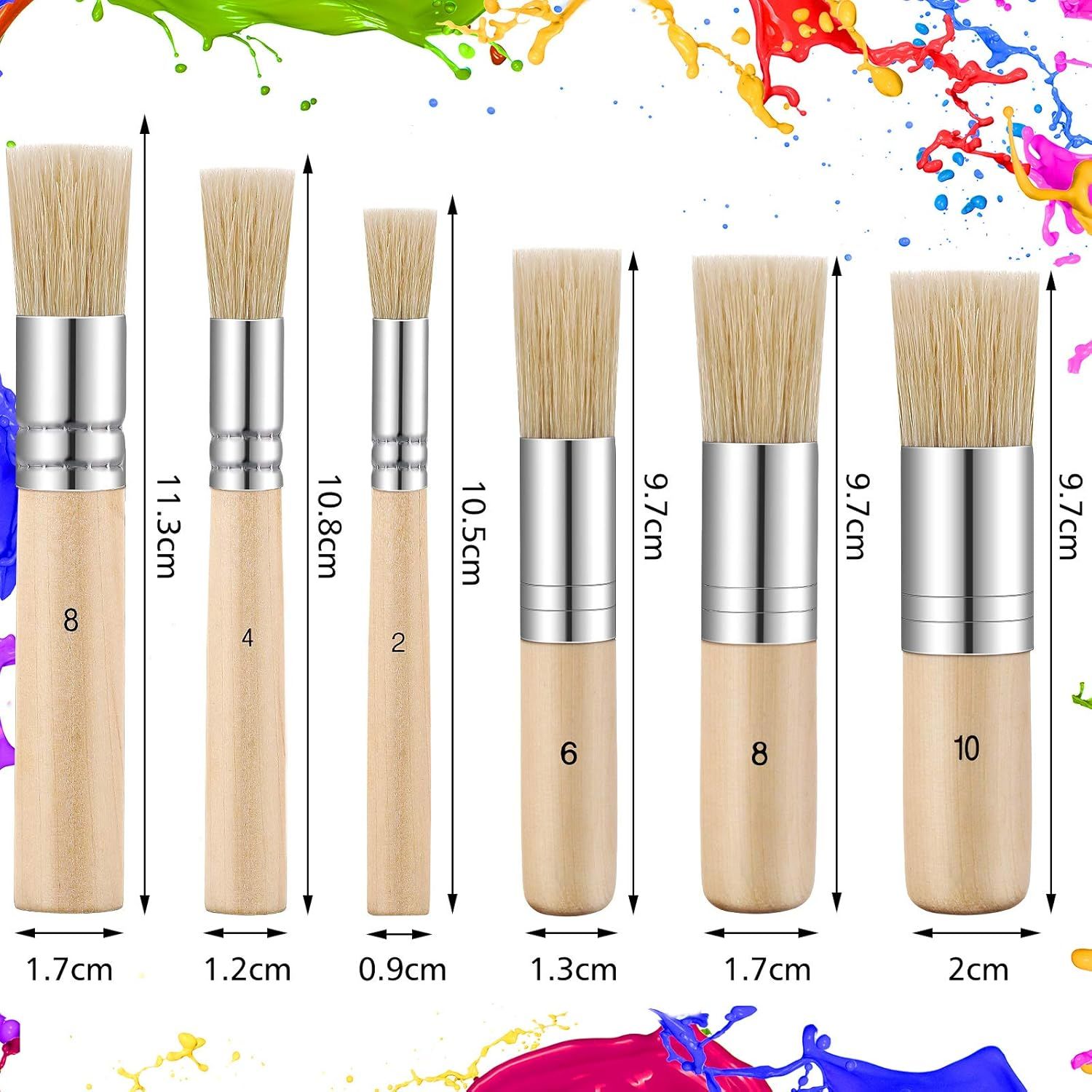 6 Pieces Wooden Stencil Brushes Pure Natural Bristle Template Paint Brushes for Acrylic Oil Watercolor Art Painting Stencil Project DIY Crafts, 6 Sizes - Image 2