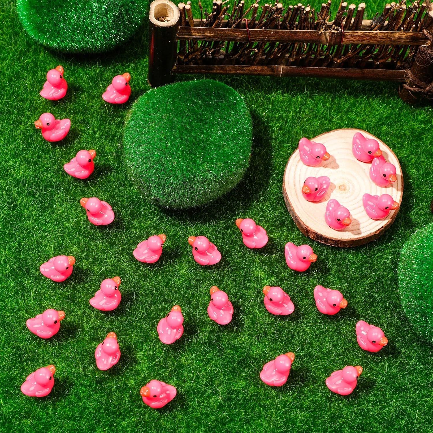 150 Pcs Mini Resin Ducks Pink Tiny Ducks Miniature Duckies Bulk Small Plastic Duckies Figures for Office Home Hide and Seek Prank Game Craft Dollhouse Party Favor Gift Valentine - Image 2