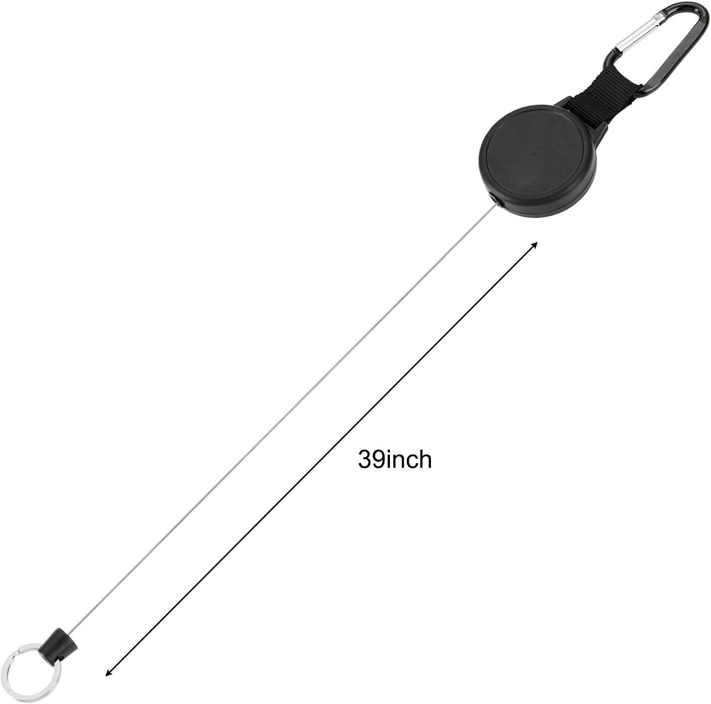Retractable Keychain Black Badge Reels with 39 Inches Steel Wire Rope Heavy Duty Badge Holders for ID Card Key Chains Office Worker Doctor Nurse Employee Students(2 Pieces) - Image 3