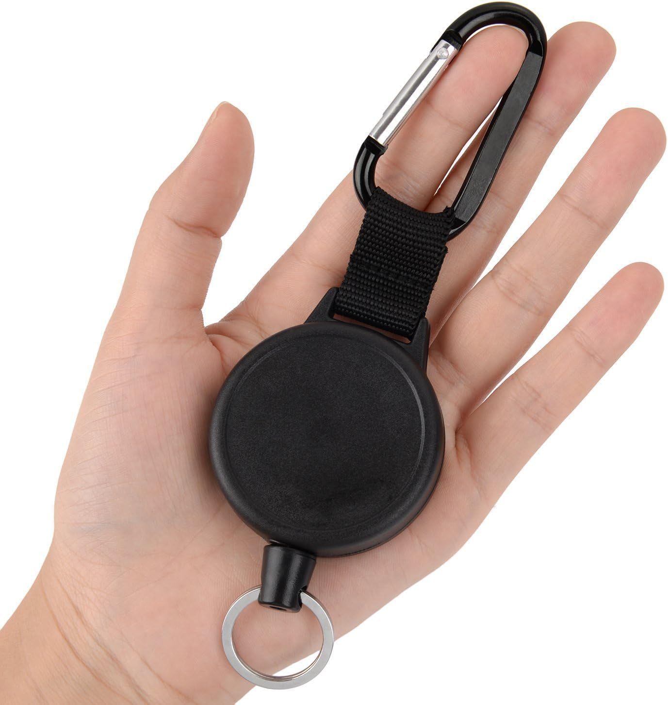 Retractable Keychain Black Badge Reels with 39 Inches Steel Wire Rope Heavy Duty Badge Holders for ID Card Key Chains Office Worker Doctor Nurse Employee Students(2 Pieces) - Image 4