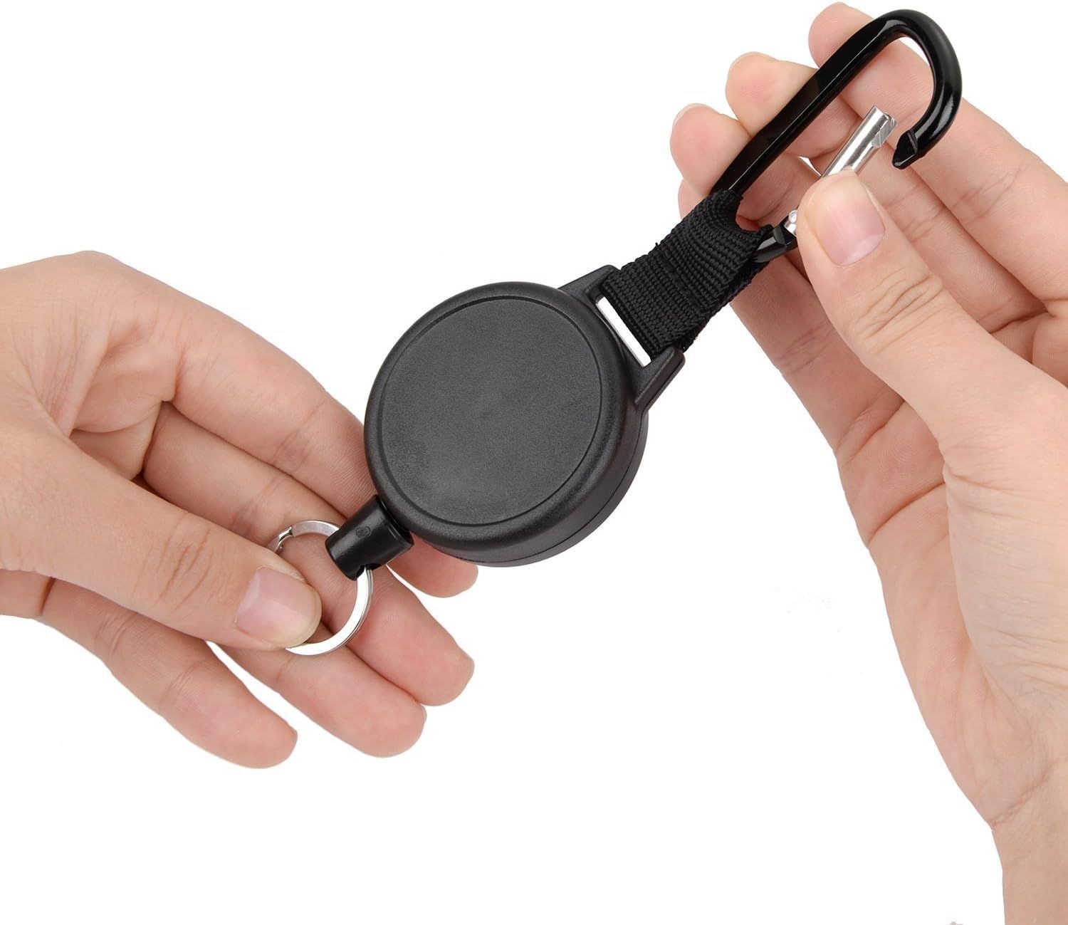 Retractable Keychain Black Badge Reels with 39 Inches Steel Wire Rope Heavy Duty Badge Holders for ID Card Key Chains Office Worker Doctor Nurse Employee Students(2 Pieces) - Image 5