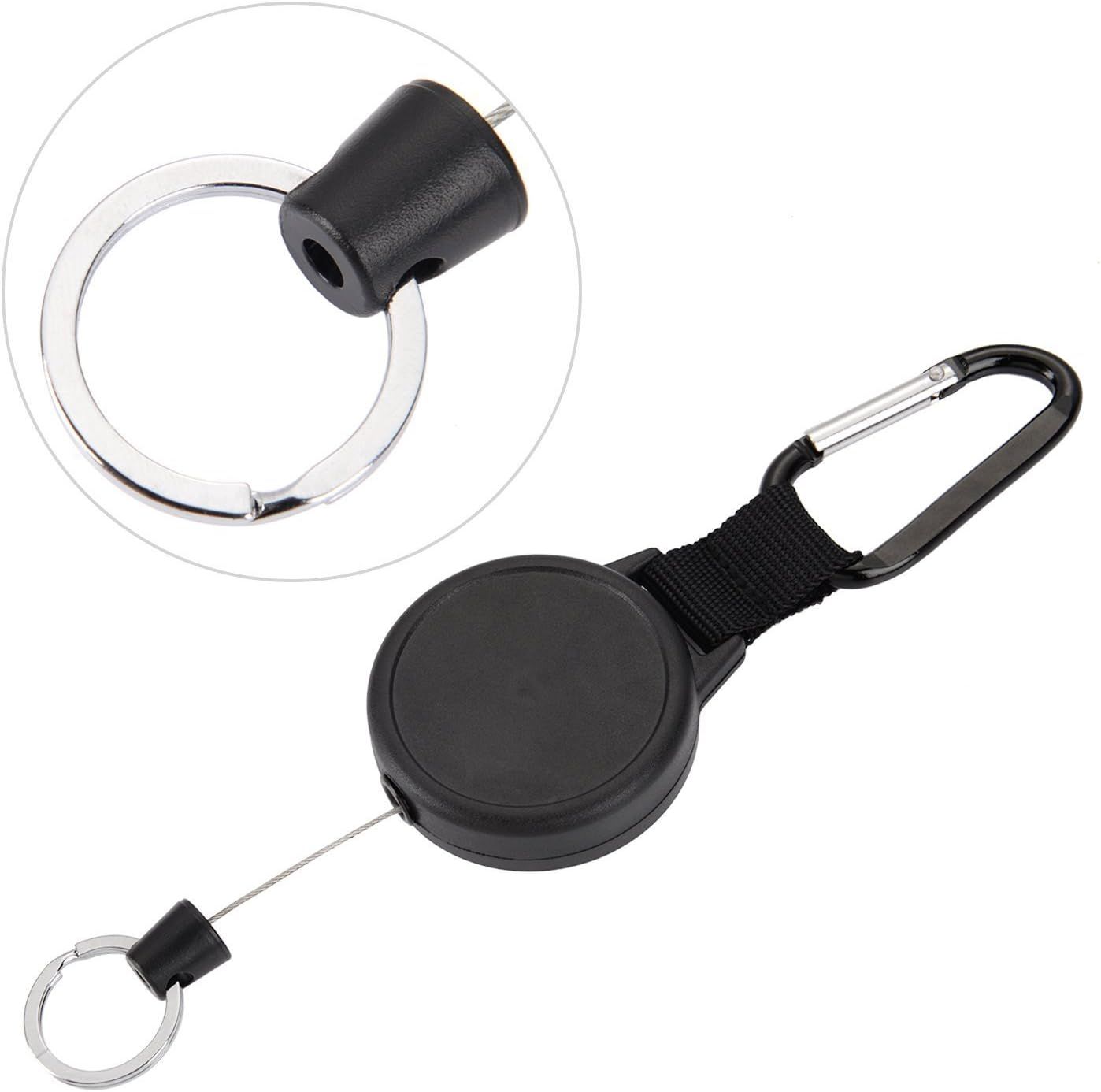 Retractable Keychain Black Badge Reels with 39 Inches Steel Wire Rope Heavy Duty Badge Holders for ID Card Key Chains Office Worker Doctor Nurse Employee Students(2 Pieces) - Image 7