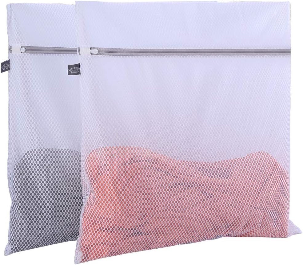 Kimmama Laundry Mesh Wash Bags, Lingerie Bags for Washing Delicates, Mesh Laundry Bags for Washing Machine, White Net, Grey Zipper, 2XXL - Image 1