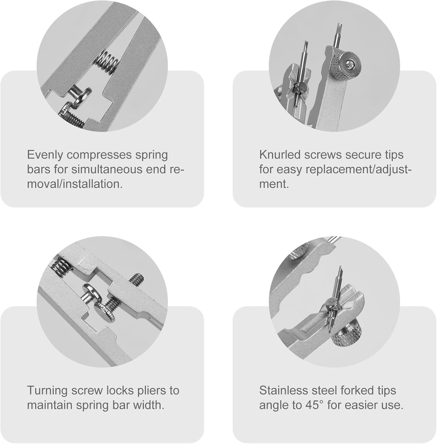 Watch Spring Bar Plier Tool Set Watchband Pliers with 10 Pins,Watch Wrist Ban Repair Remove Tool,Spring Plier Tweezer,Removal Tool for Watch Pin Strap Band Watch Link-Sliver - Image 4