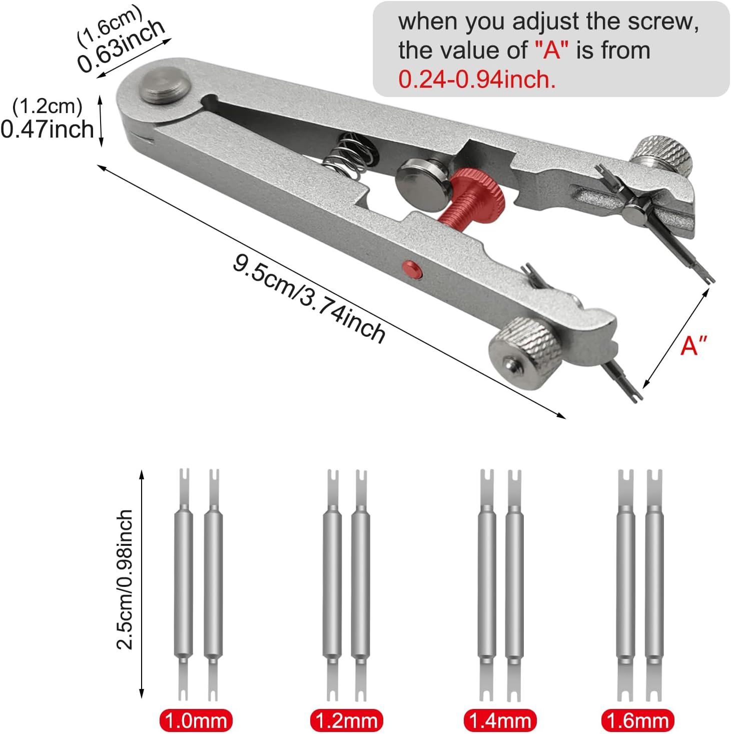 Watch Spring Bar Plier Tool Set Watchband Pliers with 10 Pins,Watch Wrist Ban Repair Remove Tool,Spring Plier Tweezer,Removal Tool for Watch Pin Strap Band Watch Link-Sliver - Image 6