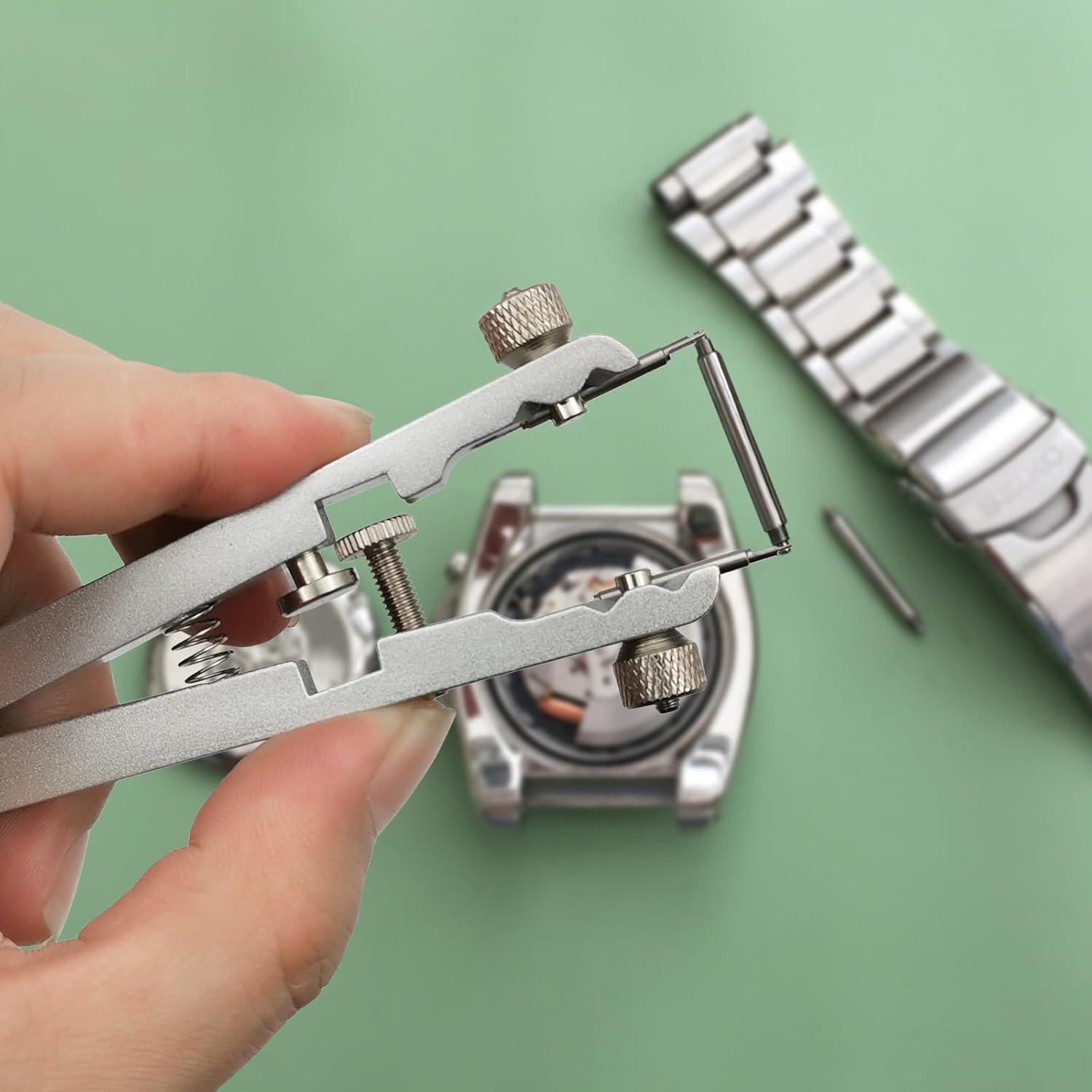 Watch Spring Bar Plier Tool Set Watchband Pliers with 10 Pins,Watch Wrist Ban Repair Remove Tool,Spring Plier Tweezer,Removal Tool for Watch Pin Strap Band Watch Link-Sliver - Image 7