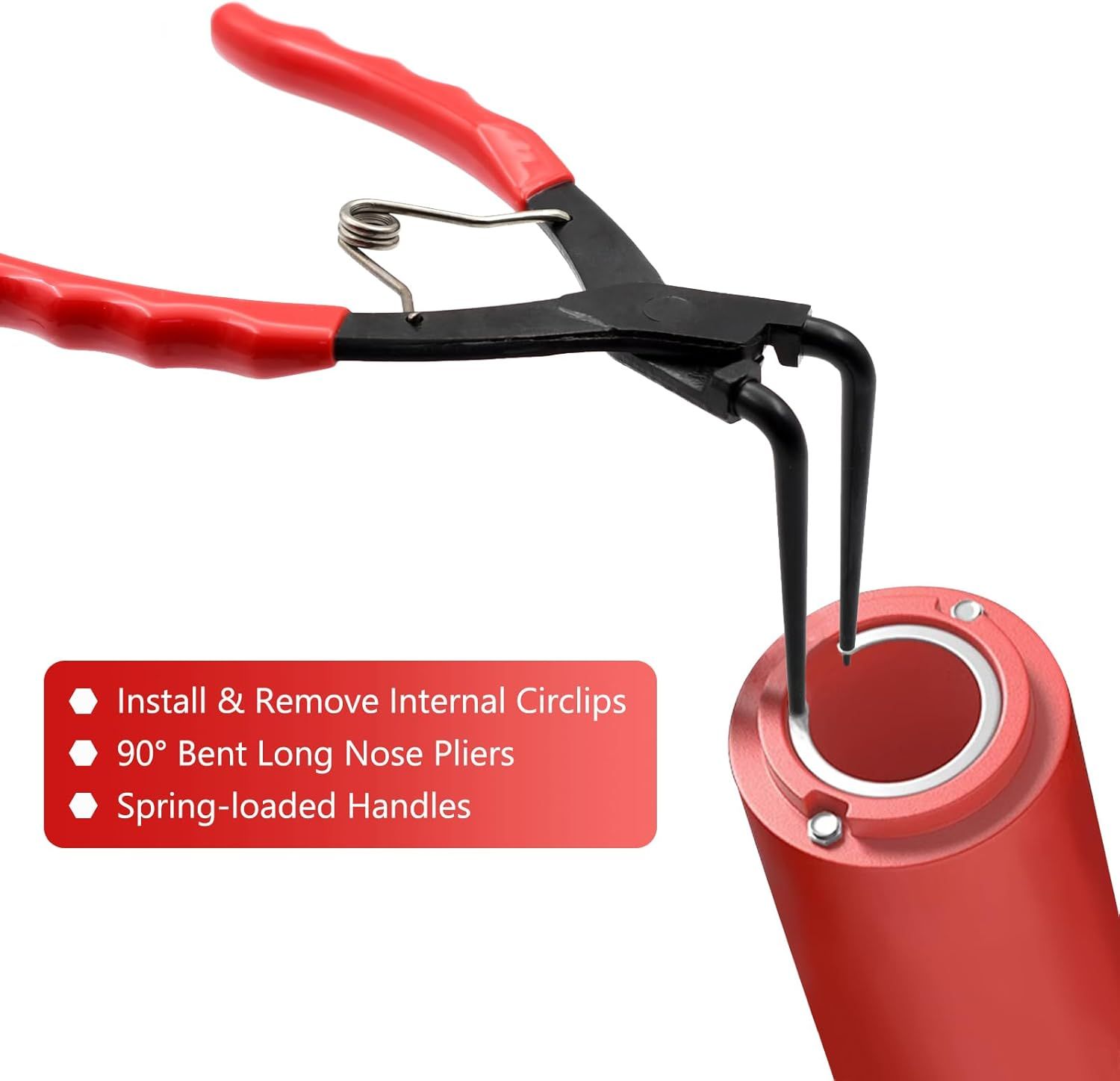 90 Degree Long Nose Snap Ring Pliers, Internal Master Cylinder Circlip Bent Lock Retaining Ring Pliers for Trucks Motorcycles Cars - Image 6