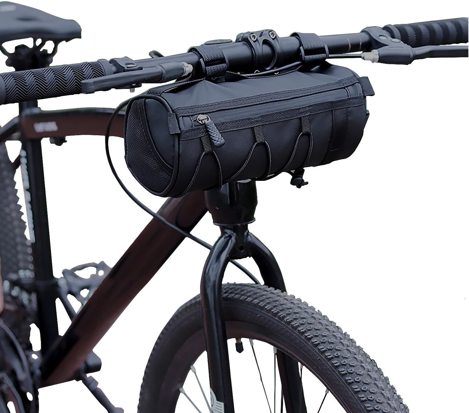 2.5L Bike Handlebar Bag, Waterproof Bicycle Accessories, Bike Frame Front Pouch with Zipper and Shoulder Strap - Image 1