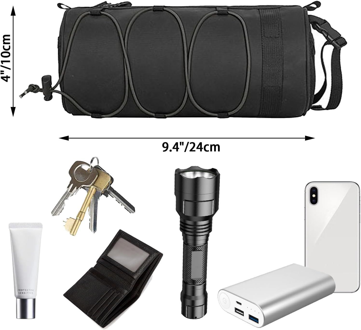 2.5L Bike Handlebar Bag, Waterproof Bicycle Accessories, Bike Frame Front Pouch with Zipper and Shoulder Strap - Image 2