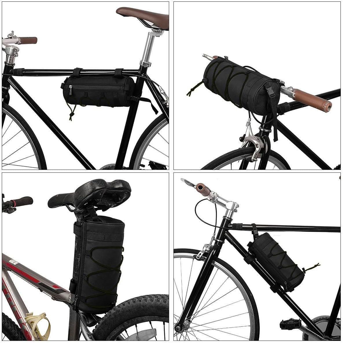 2.5L Bike Handlebar Bag, Waterproof Bicycle Accessories, Bike Frame Front Pouch with Zipper and Shoulder Strap - Image 3