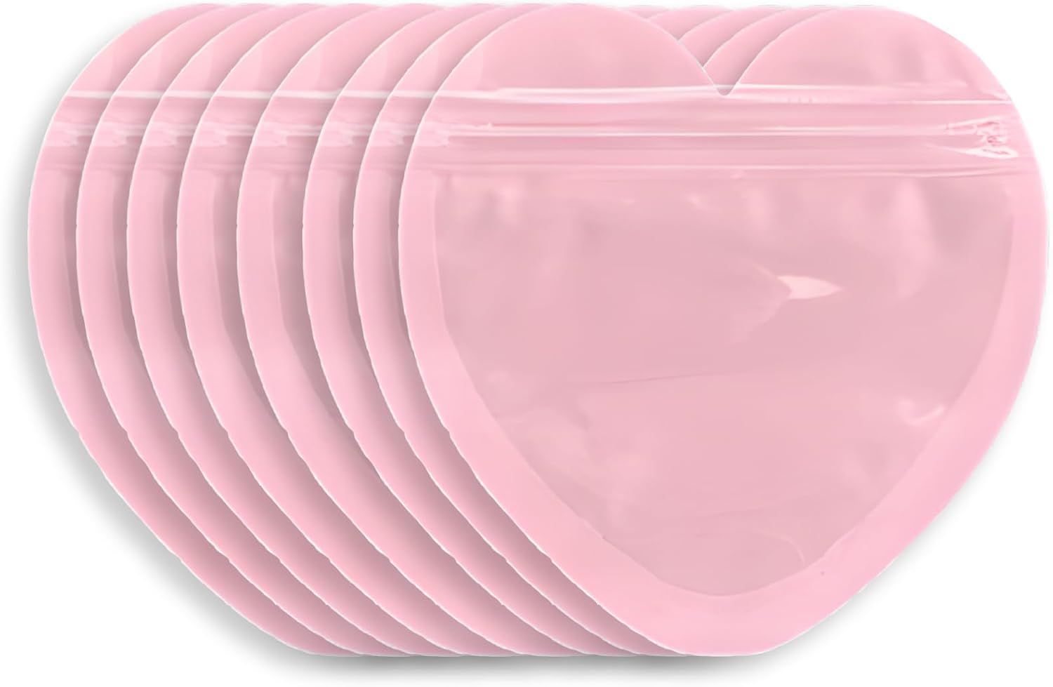100pcs Pink Heart-Shaped Mylar Bags, 4