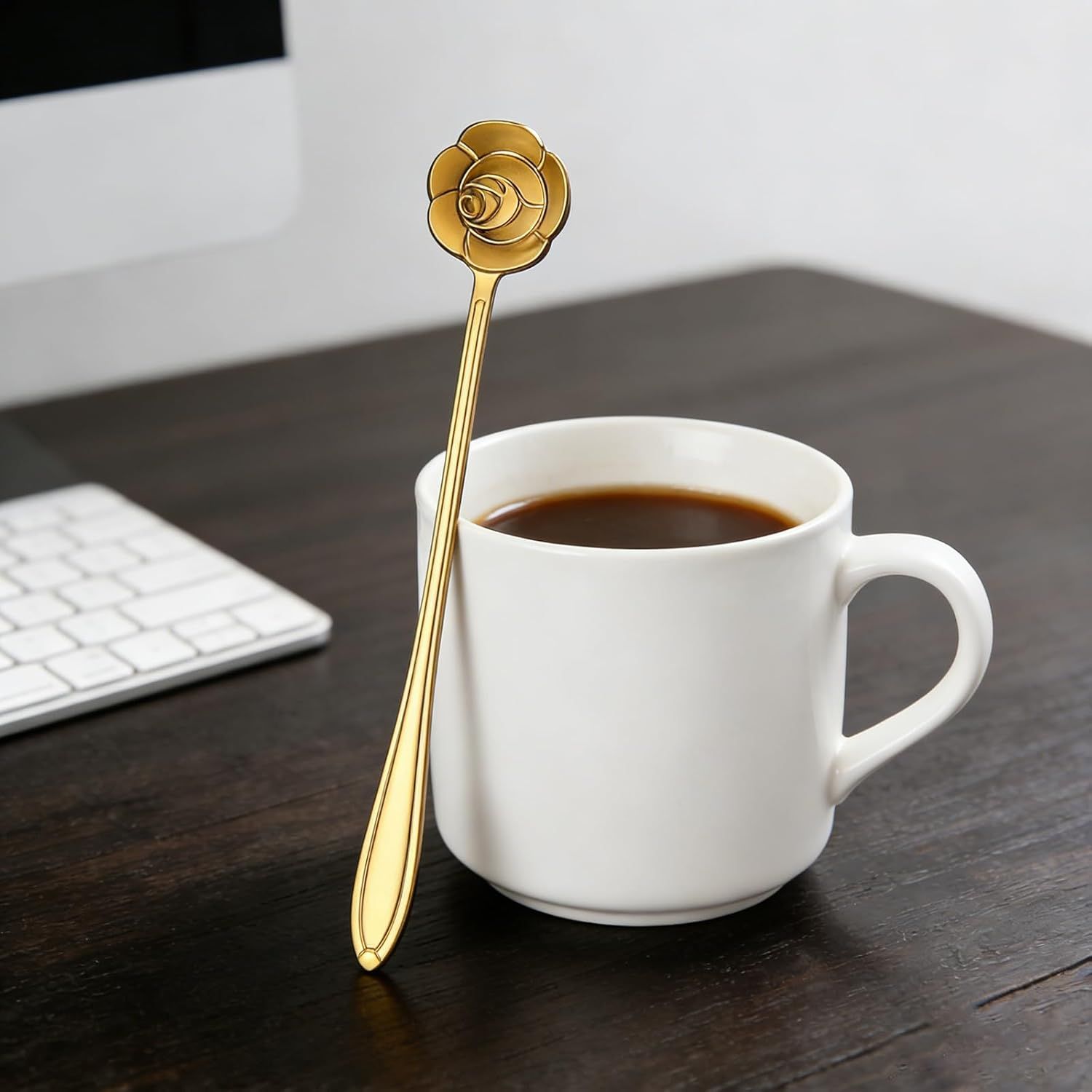 24PCS Gold Coffee Espresso Spoons, 5 Inch Stainless Steel Small Spoon for Dessert, Tea, Demitasse Stirring, Soup, Kitchen, Cafe or Bar - Image 2