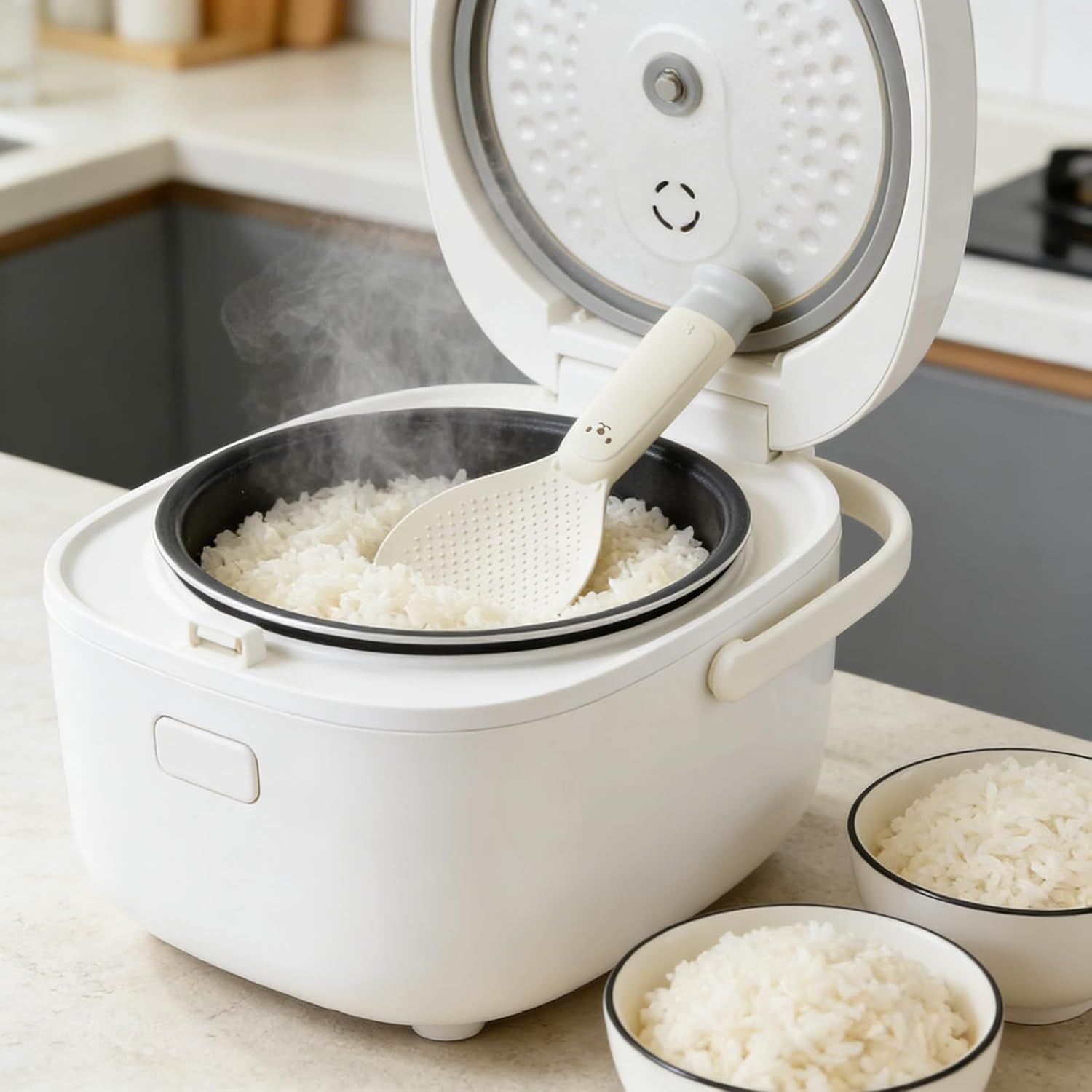 2PCS Plastic Rice Spoon, Non Stick Standing Rice Paddle, Heat Resistant Scooper for Kitchen, Cooker, Home, Restaurant - Image 2