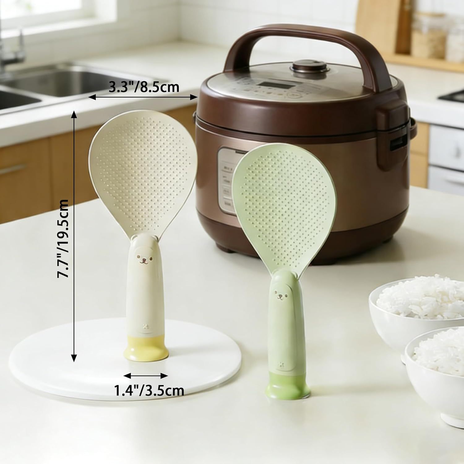2PCS Plastic Rice Spoon, Non Stick Standing Rice Paddle, Heat Resistant Scooper for Kitchen, Cooker, Home, Restaurant - Image 3