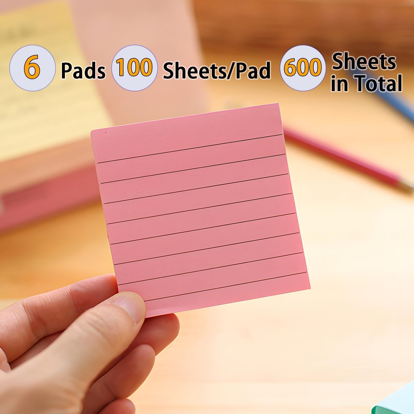 Pink Lined Sticky Notes, 3