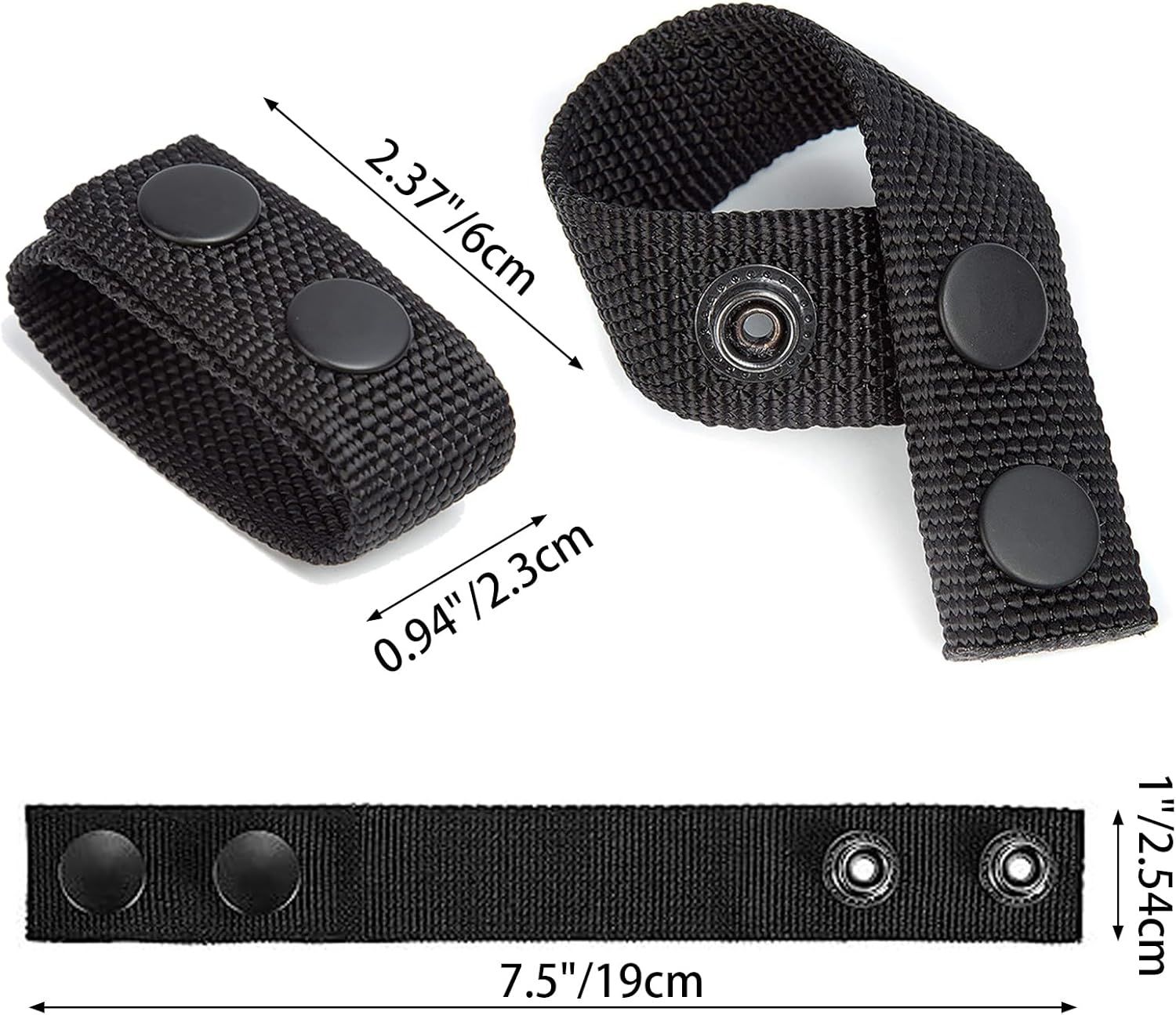10 PCS Black Nylon Belt Keepers, Double Snaps Security Tactical Belt Keepers for 2