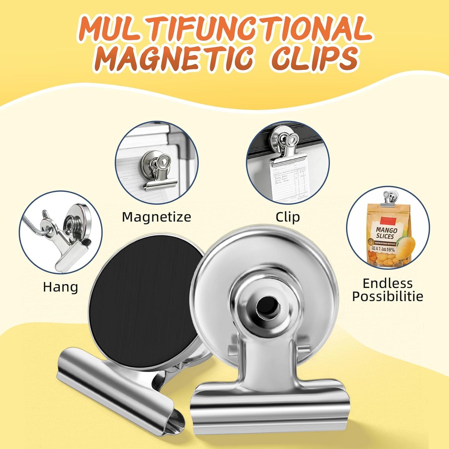 20 Pack Fridge Magnets Refrigerator Magnets, Strong Magnetic Clips Heavy Duty, Magnet Clips for Whiteboard, Magnets for Fridge Locker Office Accessories (Silver) - Image 4