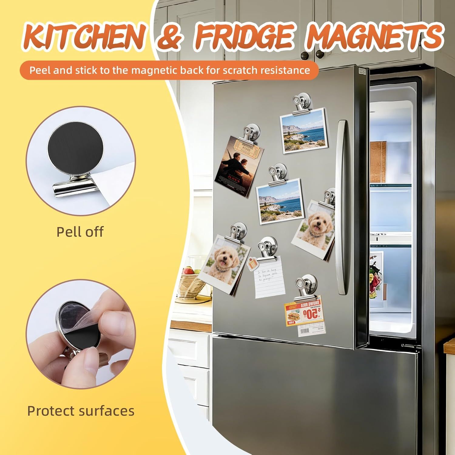 20 Pack Fridge Magnets Refrigerator Magnets, Strong Magnetic Clips Heavy Duty, Magnet Clips for Whiteboard, Magnets for Fridge Locker Office Accessories (Silver) - Image 5