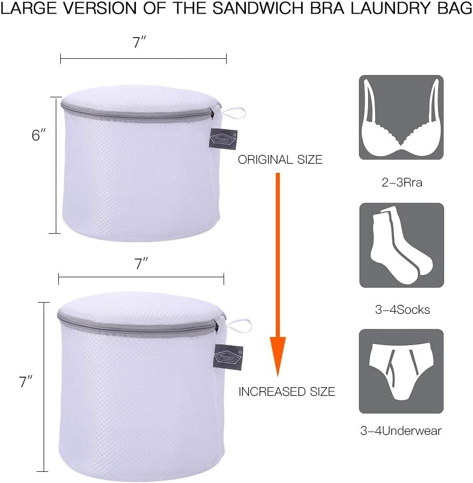 Kimmama Bra Washing Bags for Laundry, Lingerie Bags for Washing Delicates, Bra Laundry Bag for Washing Machine, Sandwish Mesh, 7x7x7