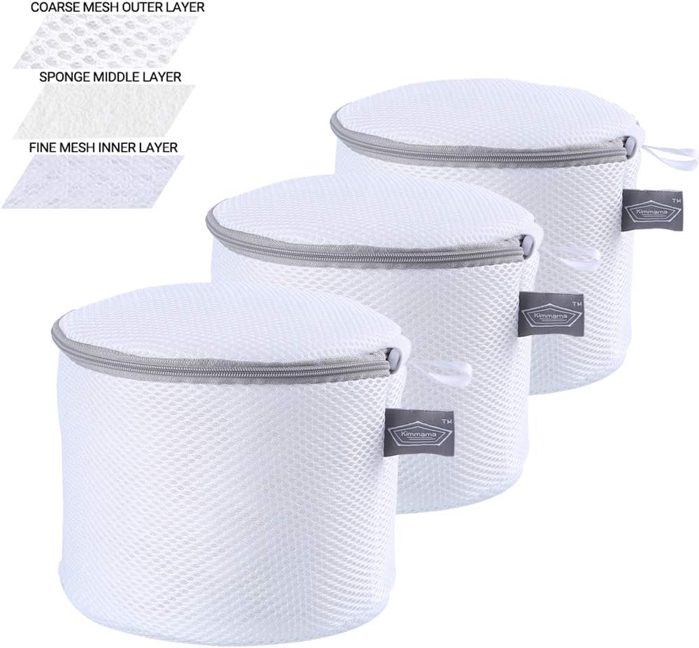 Kimmama Bra Washing Bags for Laundry, Lingerie Bags for Washing Delicates, Bra Laundry Bag for Washing Machine, Sandwish Mesh, 7x7x7