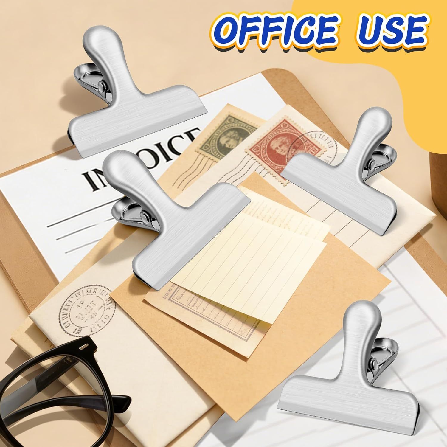 12 Pack Stainless Steel Chip Clips, Bag Clips for Food, Heavy Duty Snack Clip Metal Clip to Seal Coffee Bags, Ideal for Office and Kitchen Use, Binder Clip Large - 3 Inches, Silver - Image 7
