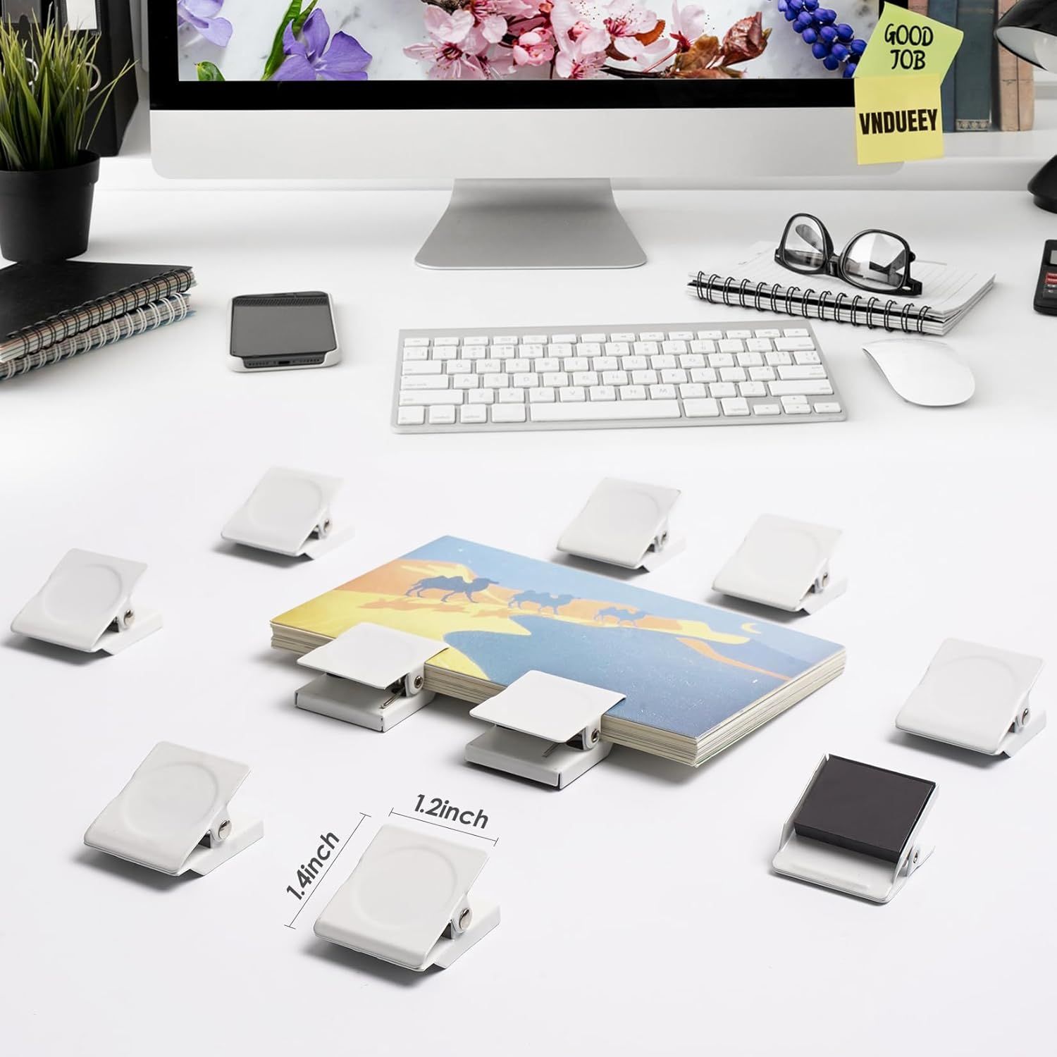 24Pcs Whiteboard Magnets, Strong Magnetic Clips Refrigerator Magnet, Magnet Clips Heavy Duty, White Metal Clip with Magnets for Home, Office, Classroom Teacher Supplies - Image 2