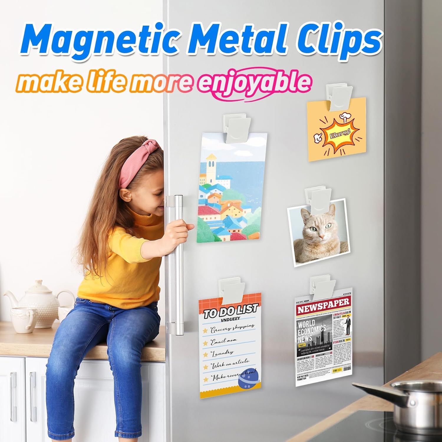 24Pcs Whiteboard Magnets, Strong Magnetic Clips Refrigerator Magnet, Magnet Clips Heavy Duty, White Metal Clip with Magnets for Home, Office, Classroom Teacher Supplies - Image 3
