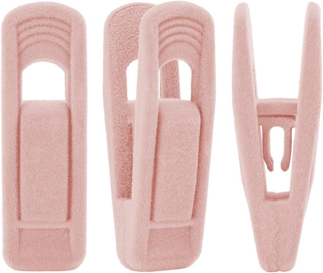 Light Pink Velvet Hangers - Strong Finger Clips for Thin Hangers, Perfect for Suits, Skirts, Pants & Baby Clothes - Image 1