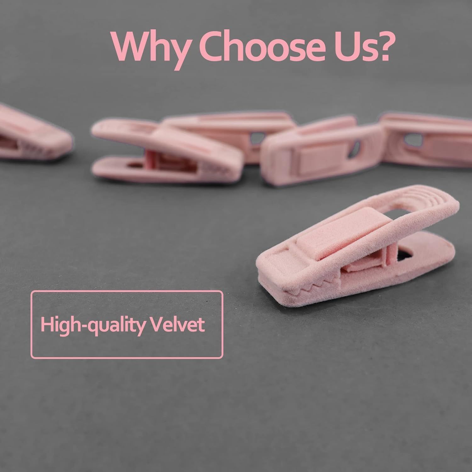 Light Pink Velvet Hangers - Strong Finger Clips for Thin Hangers, Perfect for Suits, Skirts, Pants & Baby Clothes - Image 2