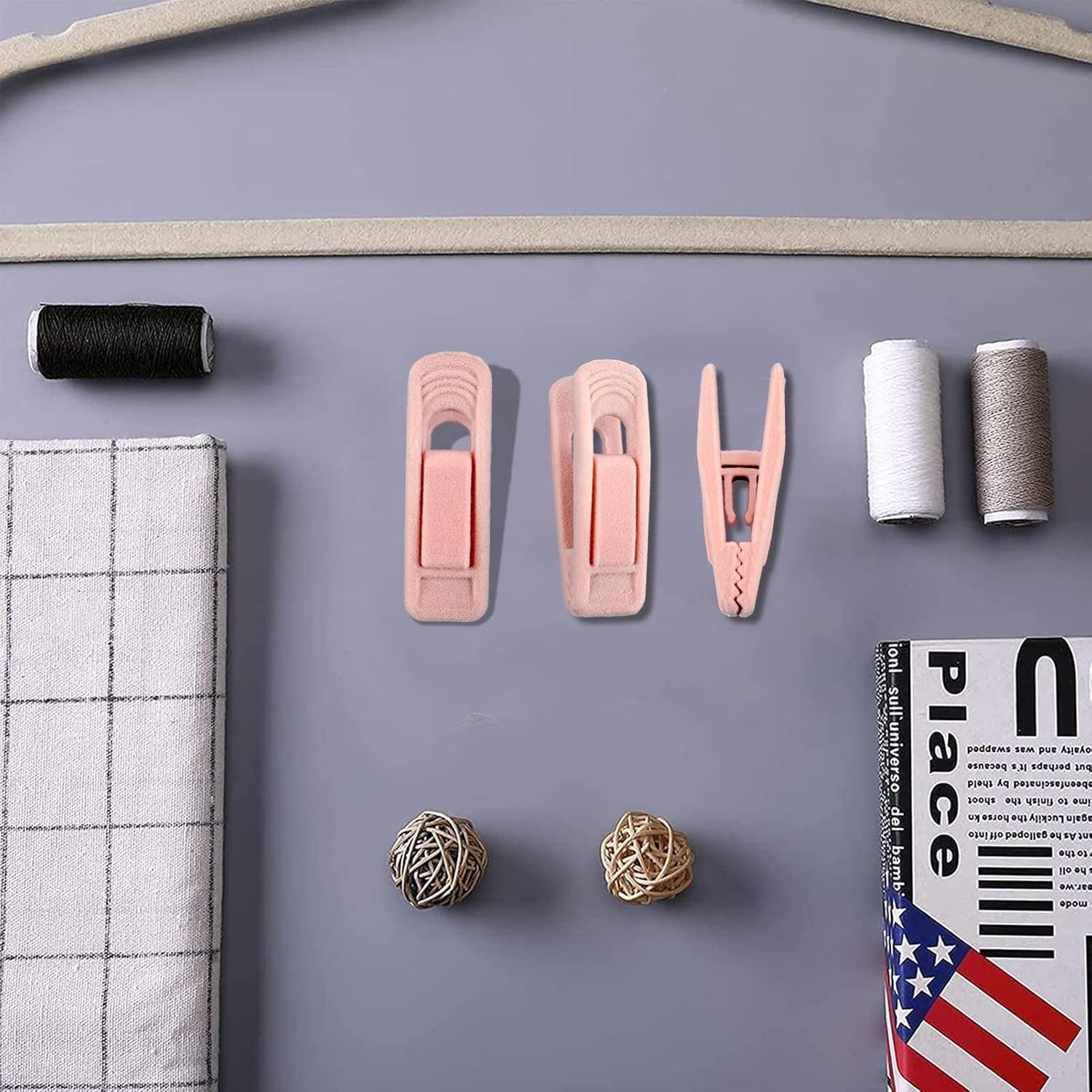 Light Pink Velvet Hangers - Strong Finger Clips for Thin Hangers, Perfect for Suits, Skirts, Pants & Baby Clothes - Image 5