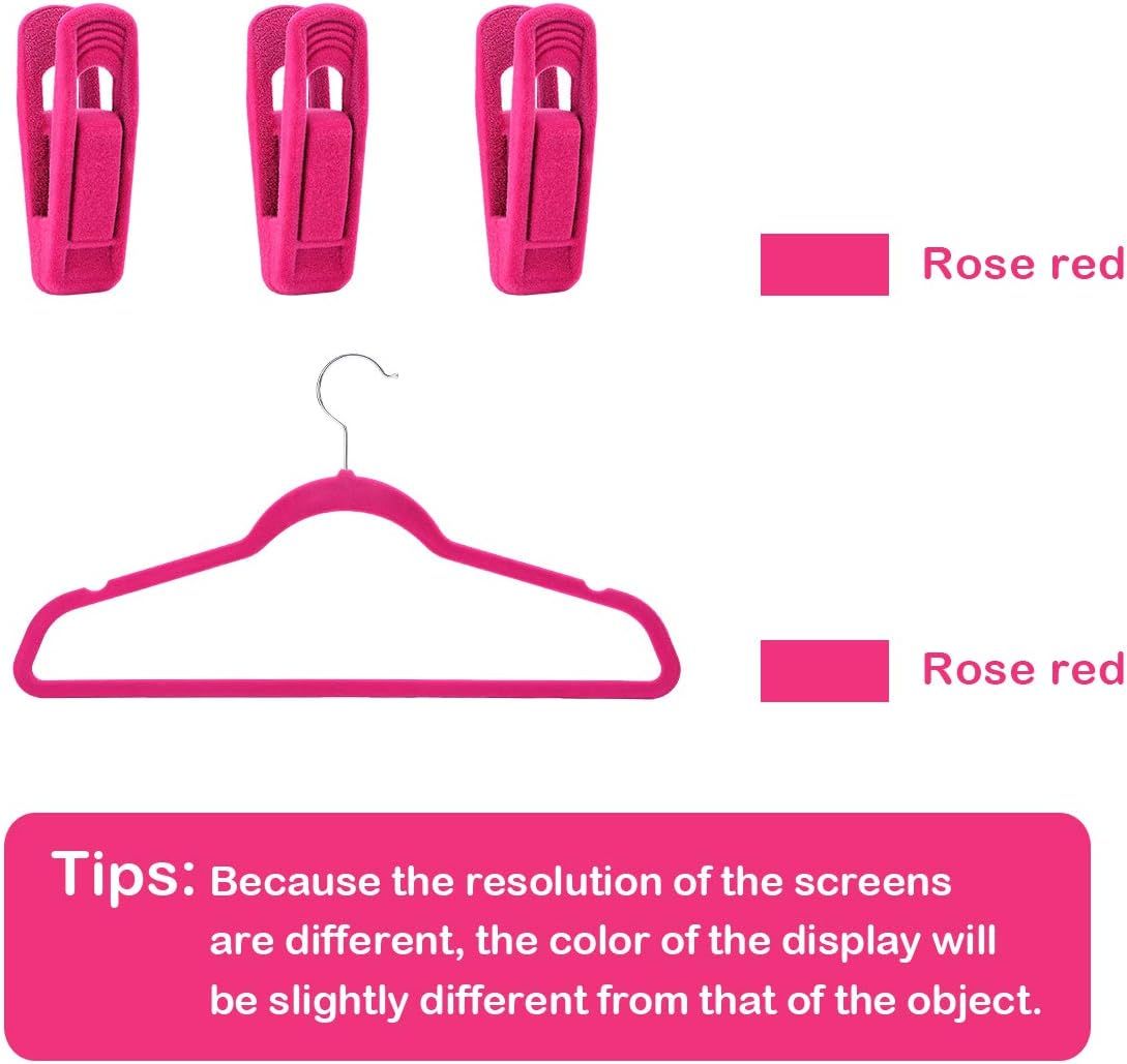 Hot Pink Velvet Hangers Clips, Pants Hangers Velvet Clips, Strong Finger Clips Perfect for Thin Velvet Hangers (20 Pcs, Hot Pink) - Image 2