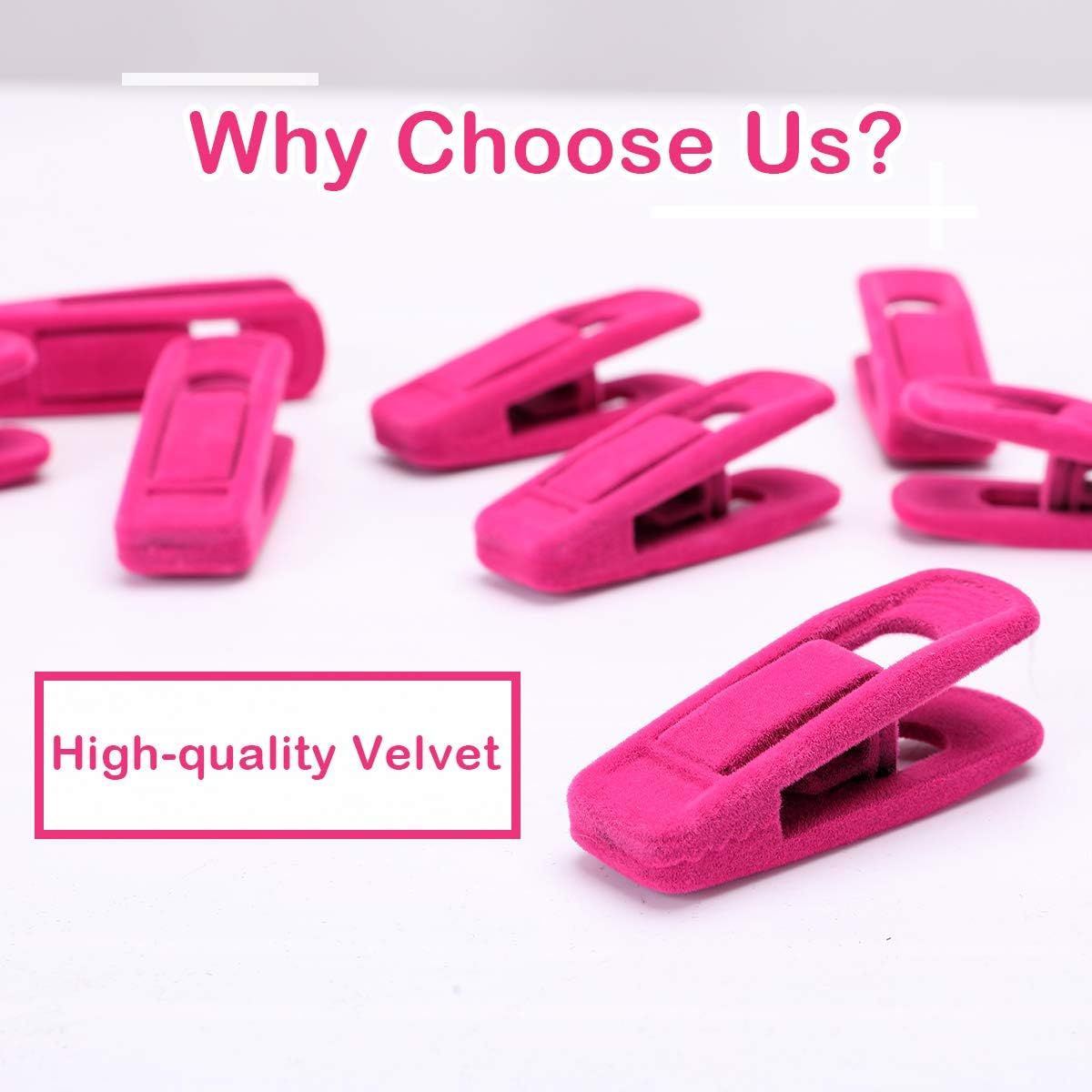 Hot Pink Velvet Hangers Clips, Pants Hangers Velvet Clips, Strong Finger Clips Perfect for Thin Velvet Hangers (20 Pcs, Hot Pink) - Image 4