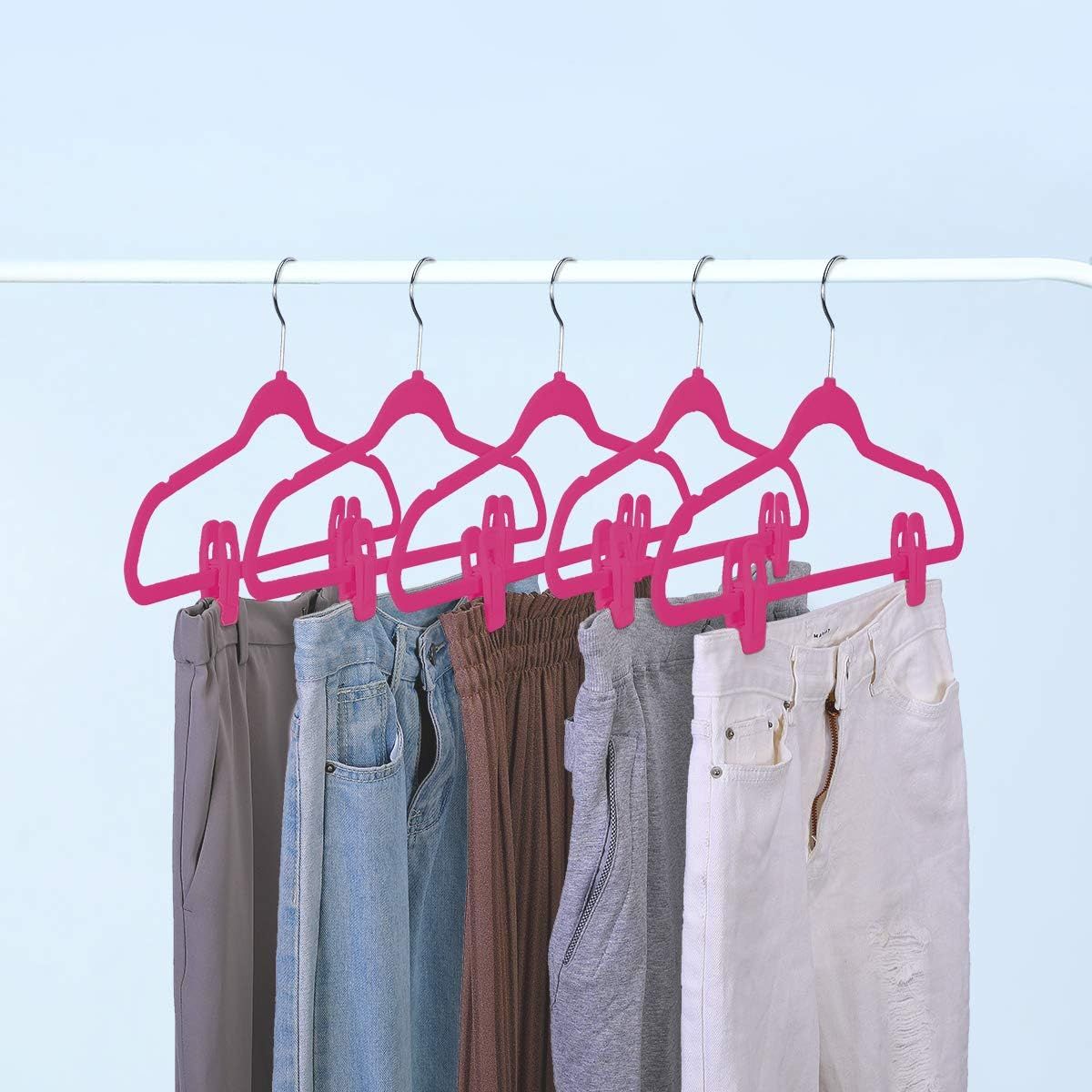 Hot Pink Velvet Hangers Clips, Pants Hangers Velvet Clips, Strong Finger Clips Perfect for Thin Velvet Hangers (20 Pcs, Hot Pink) - Image 8