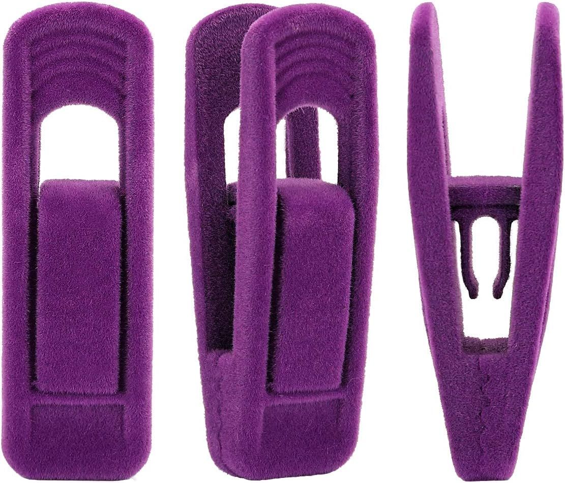 Purple Velvet Hangers Clips, Pants Hangers Velvet Clips, Strong Finger Clips Perfect for Thin Velvet Hangers (20 Pcs, Purple) - Image 1