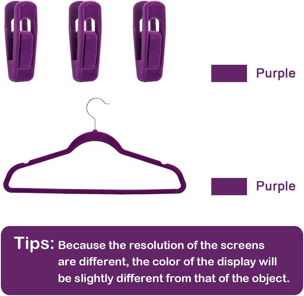 Purple Velvet Hangers Clips, Pants Hangers Velvet Clips, Strong Finger Clips Perfect for Thin Velvet Hangers (20 Pcs, Purple) - Image 3