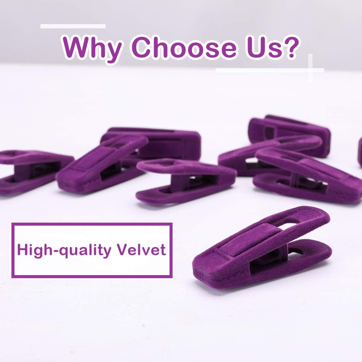 Purple Velvet Hangers Clips, Pants Hangers Velvet Clips, Strong Finger Clips Perfect for Thin Velvet Hangers (20 Pcs, Purple) - Image 5