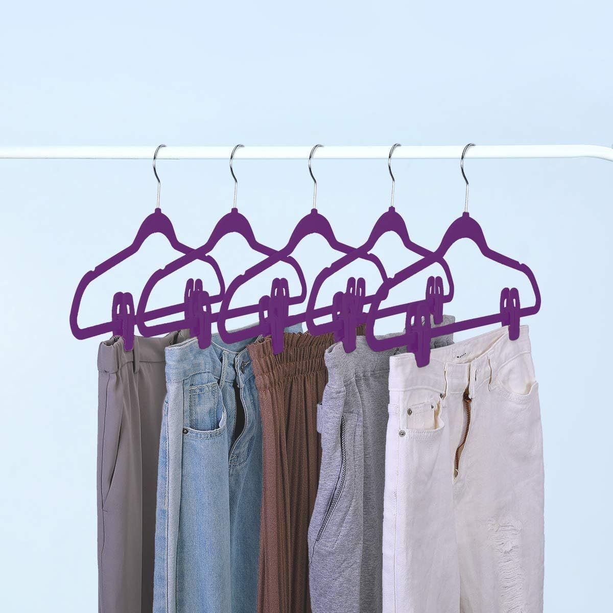Purple Velvet Hangers Clips, Pants Hangers Velvet Clips, Strong Finger Clips Perfect for Thin Velvet Hangers (20 Pcs, Purple) - Image 6