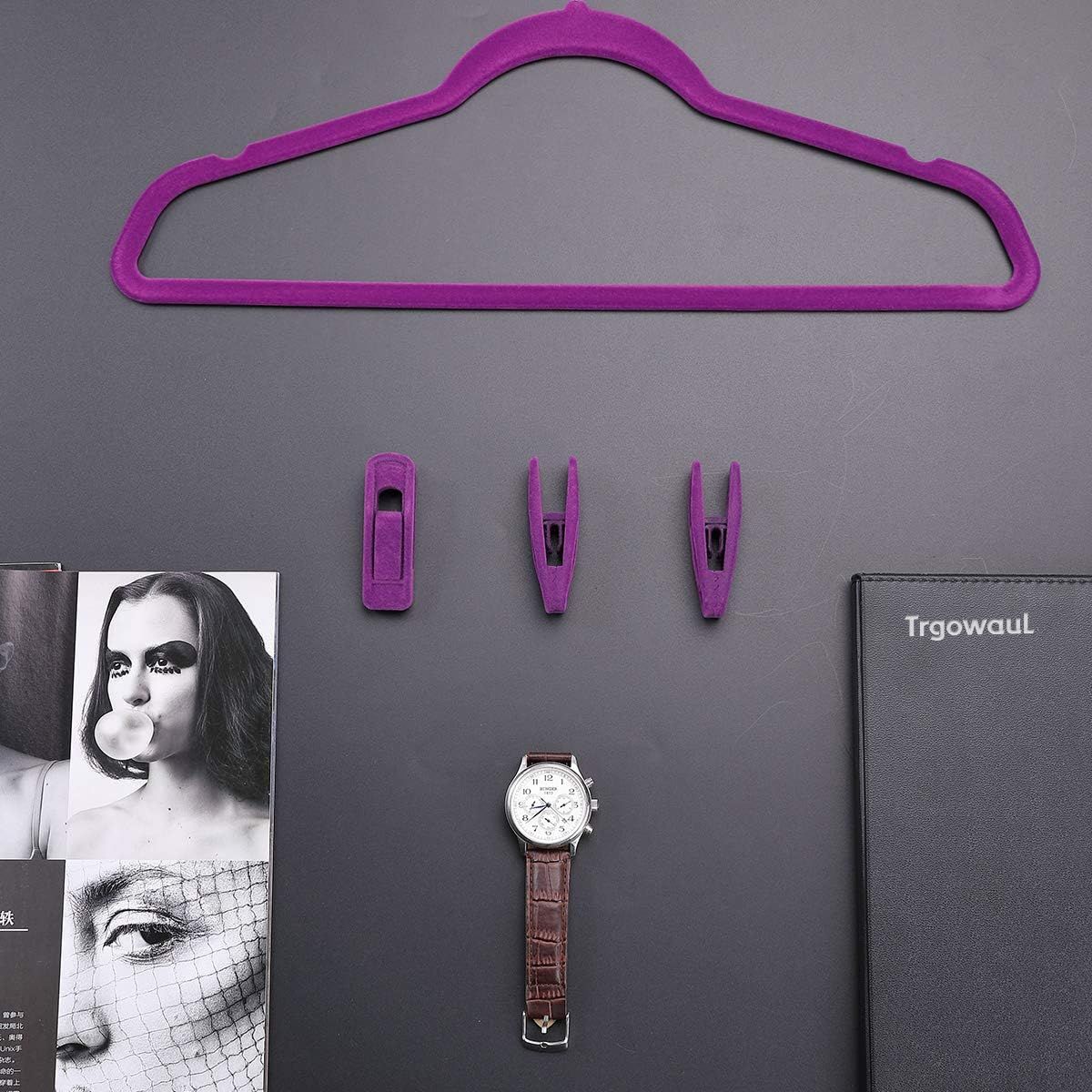 Purple Velvet Hangers Clips, Pants Hangers Velvet Clips, Strong Finger Clips Perfect for Thin Velvet Hangers (20 Pcs, Purple) - Image 7