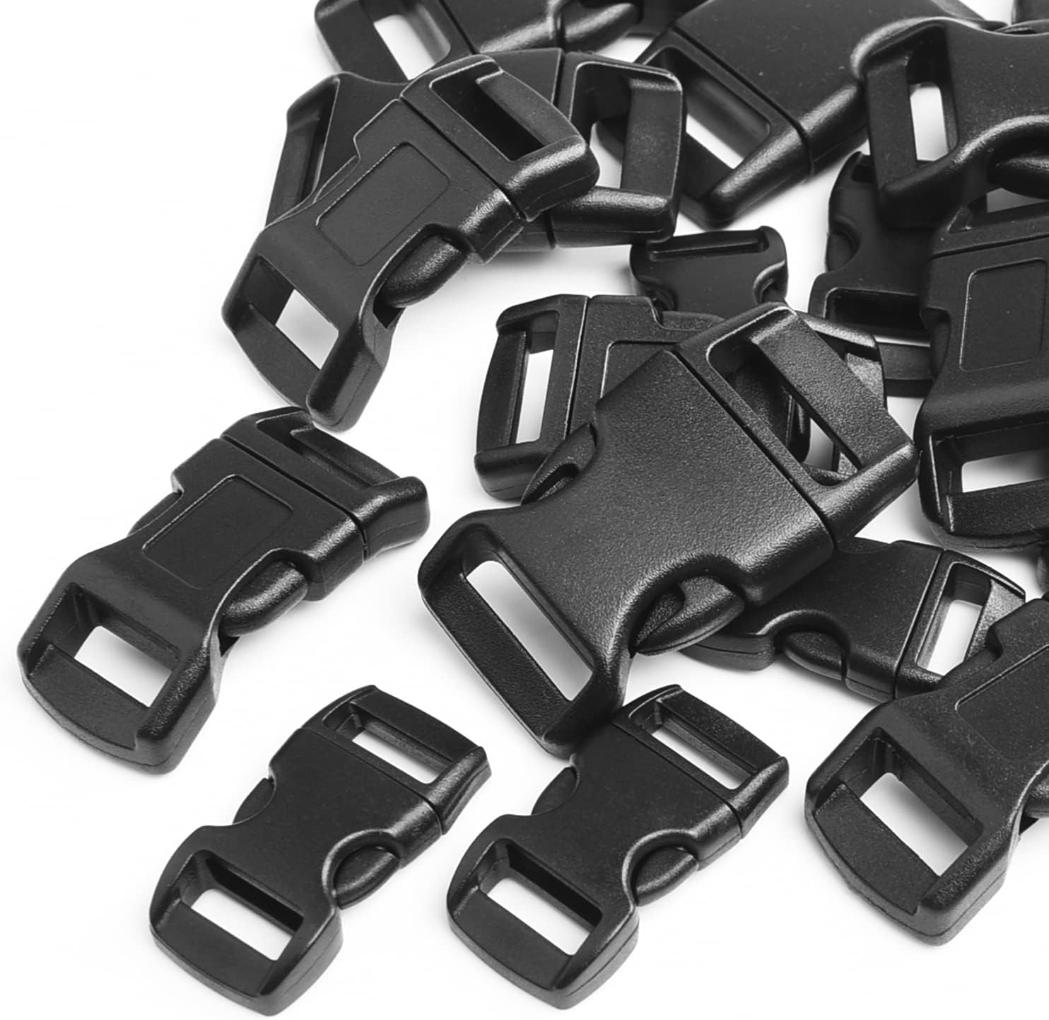 CooBigo 60 Pack Paracord Bracelets Buckles, 5/8, 1/2 and 3/8 Inch Contoured Paracord Buckles, Plastic Side Release Clasp for Parachute 550 Cord Bracelets Clasps Clip Dog Collar Accessories (20 Each) - Image 7