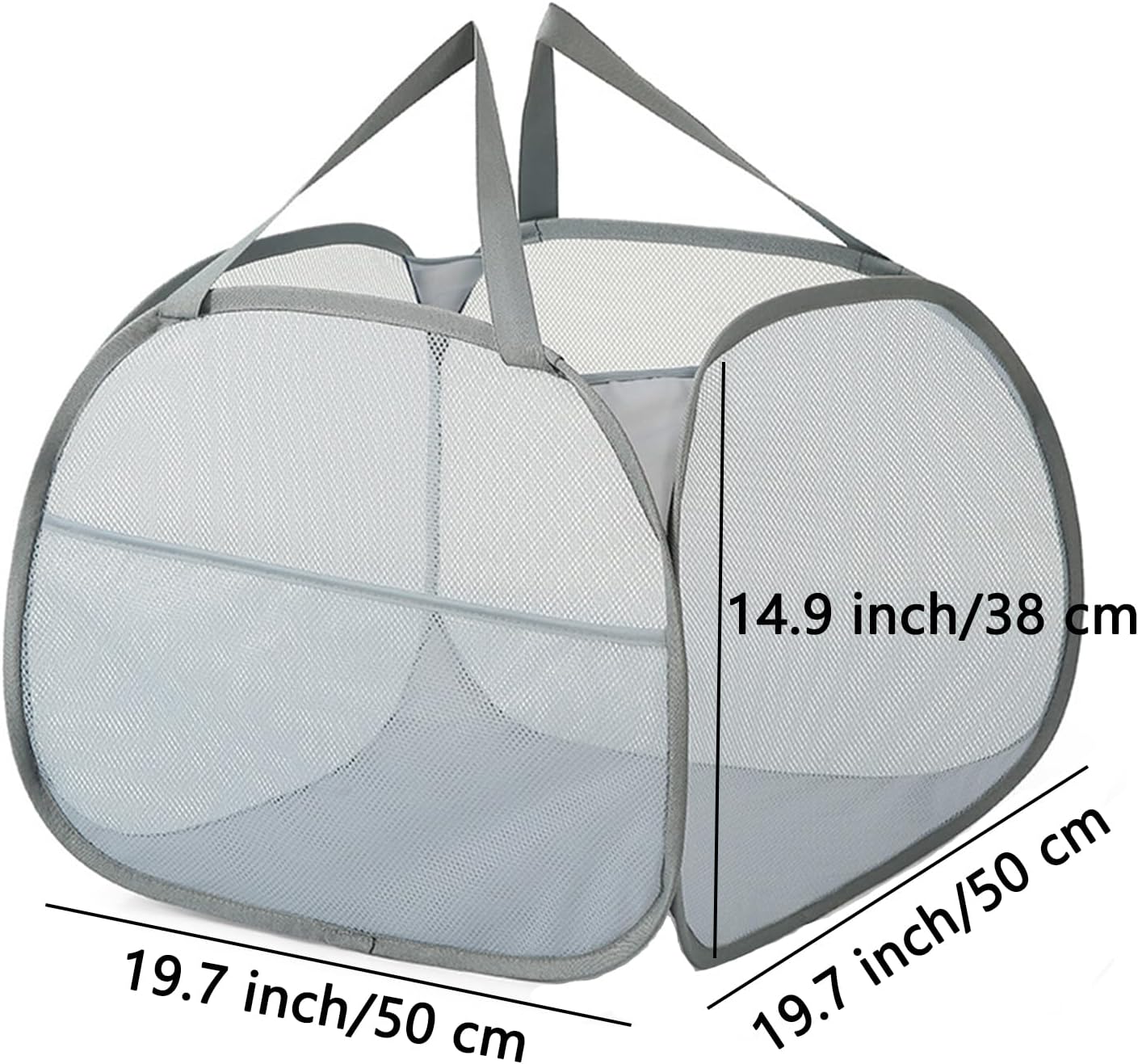 Kimmama Collapsible Mesh Laundry Basket, Foldable Pop Up Laundry Hamper with Side Pocket, Removable Clothes Storage Bin with Handle for Laundry Room, College Drom, Bathroom, Kid Room, Travel, 95L - Image 2