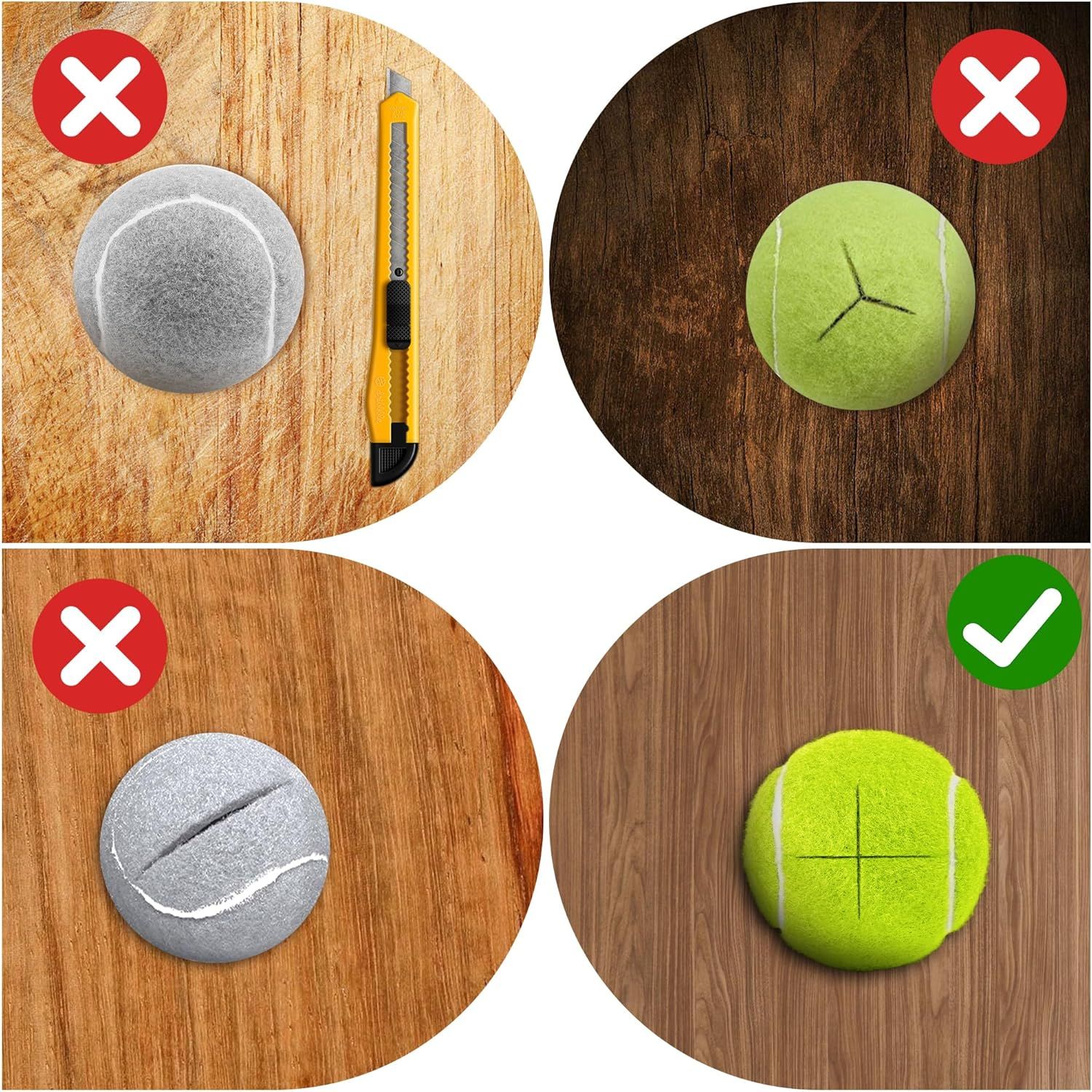 Precut Tennis Balls for Walkers, 4 PCS Heavy Duty Walker Accessories, Walker Tennis Balls Precut for Easy Installation, Universal Walker Glide Balls for Seniors, Furniture Legs & Floor Protection - Image 4