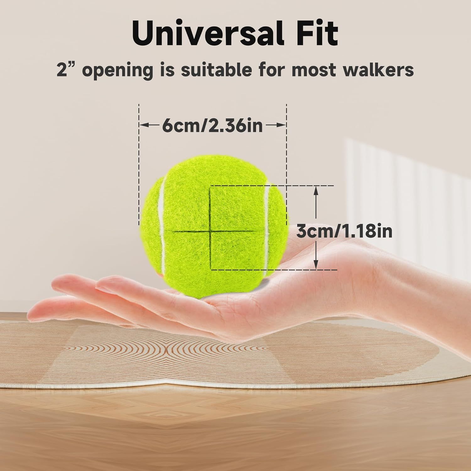 Precut Tennis Balls for Walkers, 4 PCS Heavy Duty Walker Accessories, Walker Tennis Balls Precut for Easy Installation, Universal Walker Glide Balls for Seniors, Furniture Legs & Floor Protection - Image 5