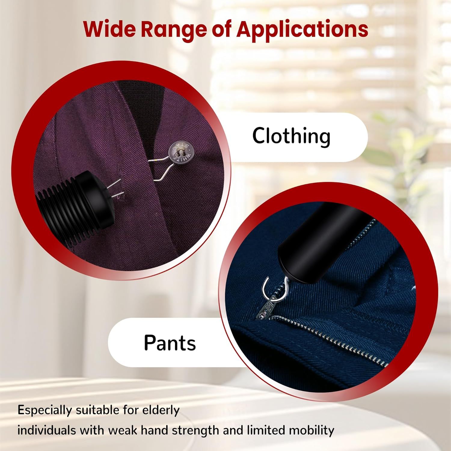 Button Hook with Zipper Pull, Button Assist Tool, Button Hook for Seniors, Disabled, Limited Hand Mobility, One Handed Button Helper Tool, Gifts for People with Disabilities, Easy to Use - Image 3
