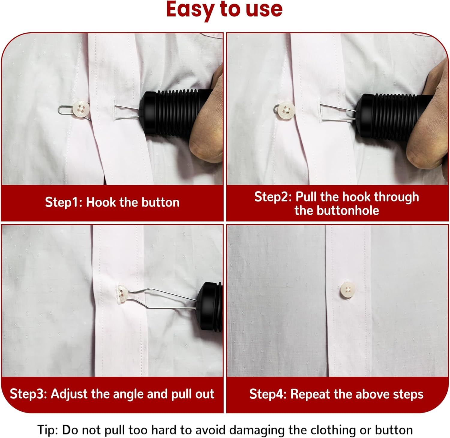 Button Hook with Zipper Pull, Button Assist Tool, Button Hook for Seniors, Disabled, Limited Hand Mobility, One Handed Button Helper Tool, Gifts for People with Disabilities, Easy to Use - Image 7