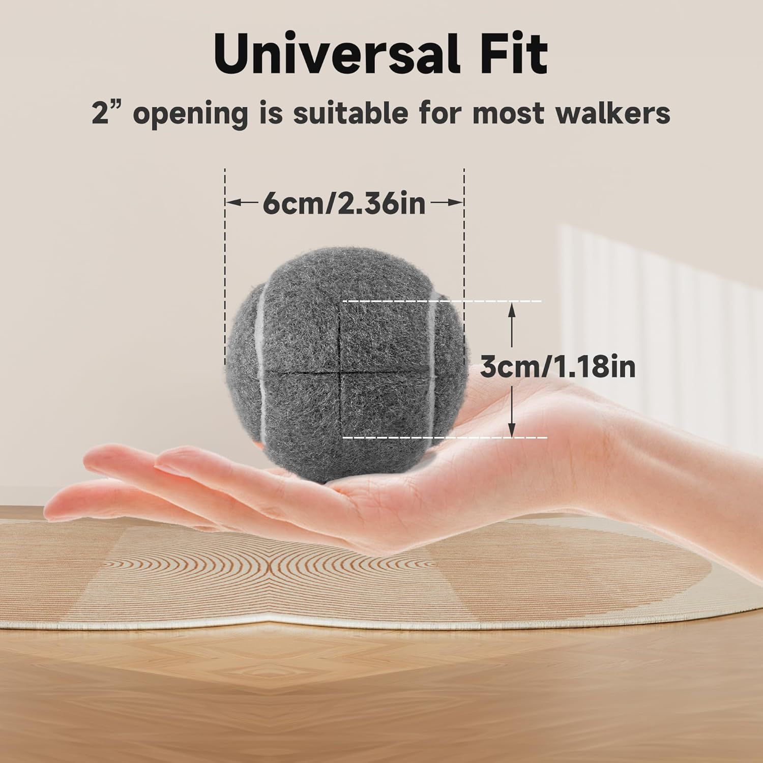 4 Pcs Tennis Balls Precut for Walkers Pre Cut, Walkers Legs Universal Precut GlideBalls for Indoor, Silent Gliding and Floor Protection（Grey） - Image 5