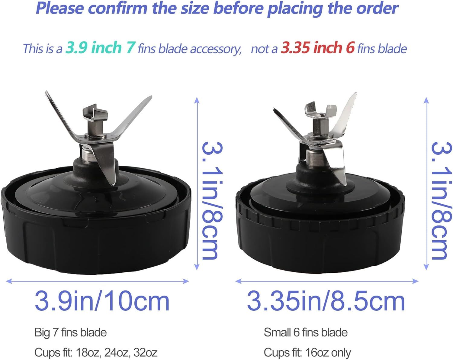 1-pack Extractor Blade Assembly 7 Fins Ninja Blender Blade Ninja Blender Replacement Parts Compatible with Ninja Blenders Auto iQ BL480 BL482 BL642 BL682 NN102 - Image 2