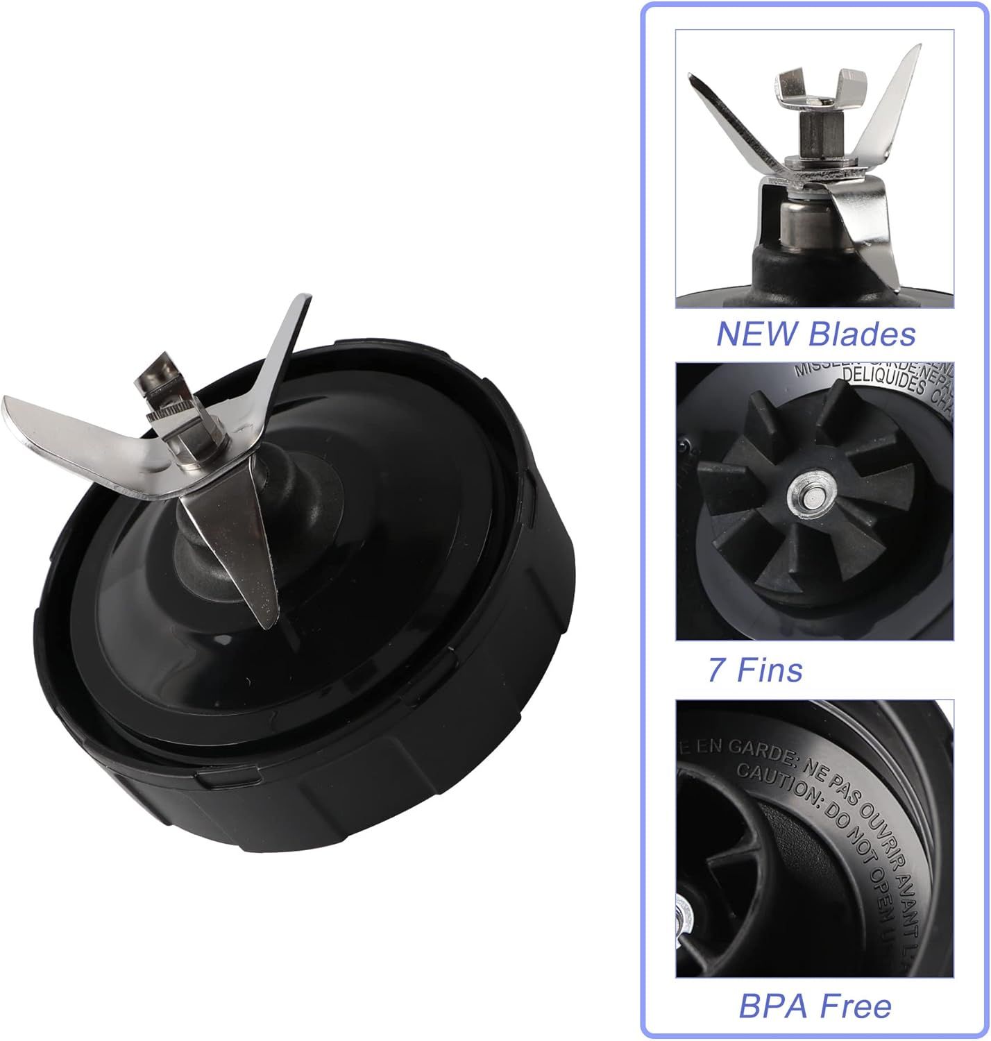 1-pack Extractor Blade Assembly 7 Fins Ninja Blender Blade Ninja Blender Replacement Parts Compatible with Ninja Blenders Auto iQ BL480 BL482 BL642 BL682 NN102 - Image 6