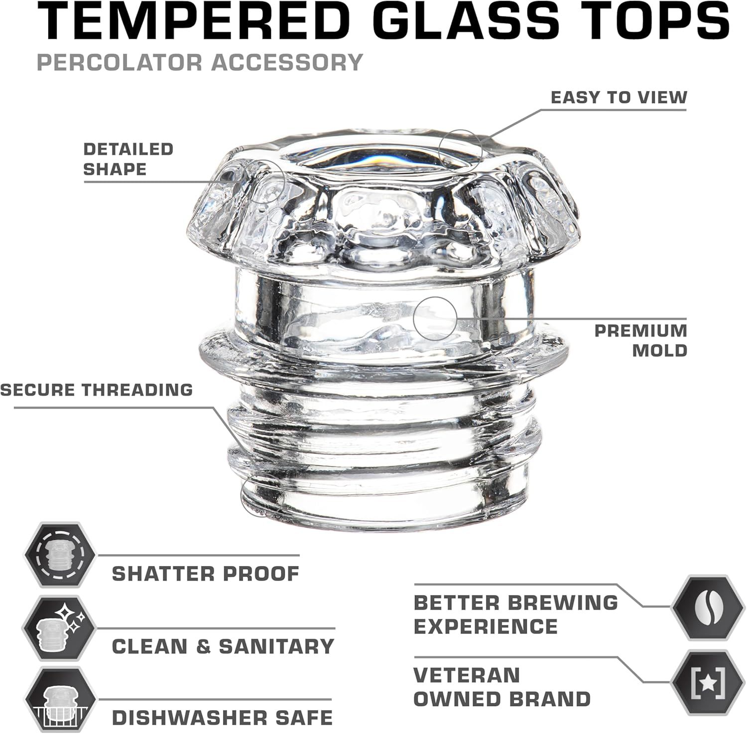 Coffee Percolator Glass Top Replacement - (Pack of 2) - Image 4