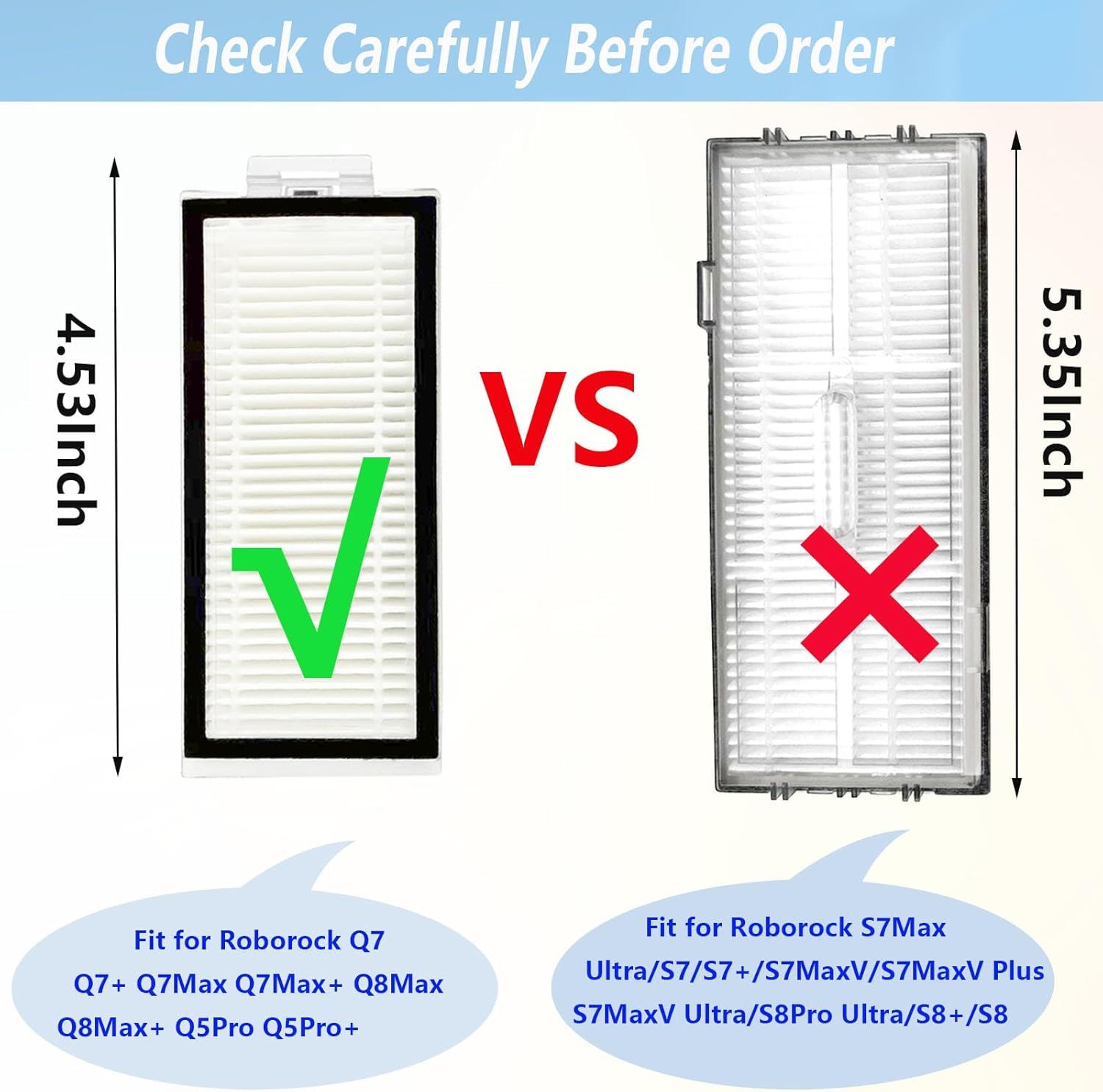 Vacuum Filter Replacement Compatible with Xiaomi Roborock Q7 Q7+ Q7 Max Q7 Max+ Q5 Pro and Q5 Pro+ Robot Vacuum Cleaner (Not Fit for Q5 Q5+ S8 Pro Ultra S8+ S8) - Image 2
