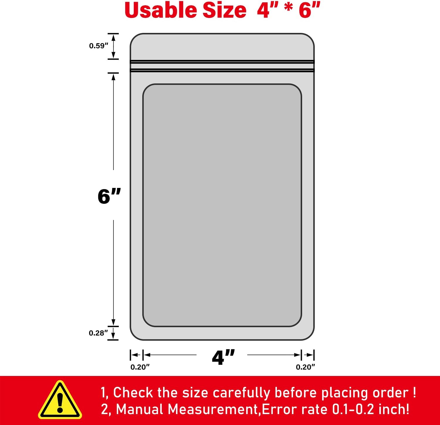 EONJOE 100-Pack 4×6 Inch Mylar Bags Resealable Holographic Packaging Bag Jewelry Candy Sample Food Treat Party Favor Small Bussiness Bags,Black - Image 2
